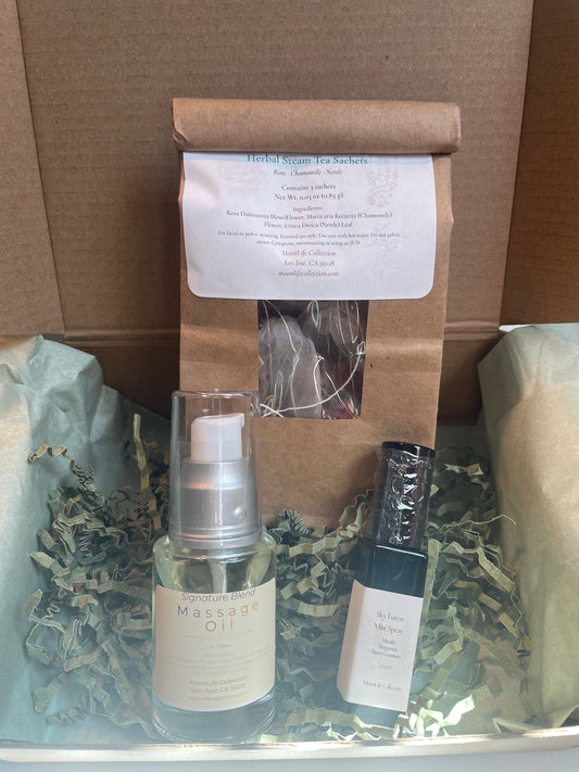 Spring Care Ritual Set - Massage Oil, Mist & Herbal Steam Sachets